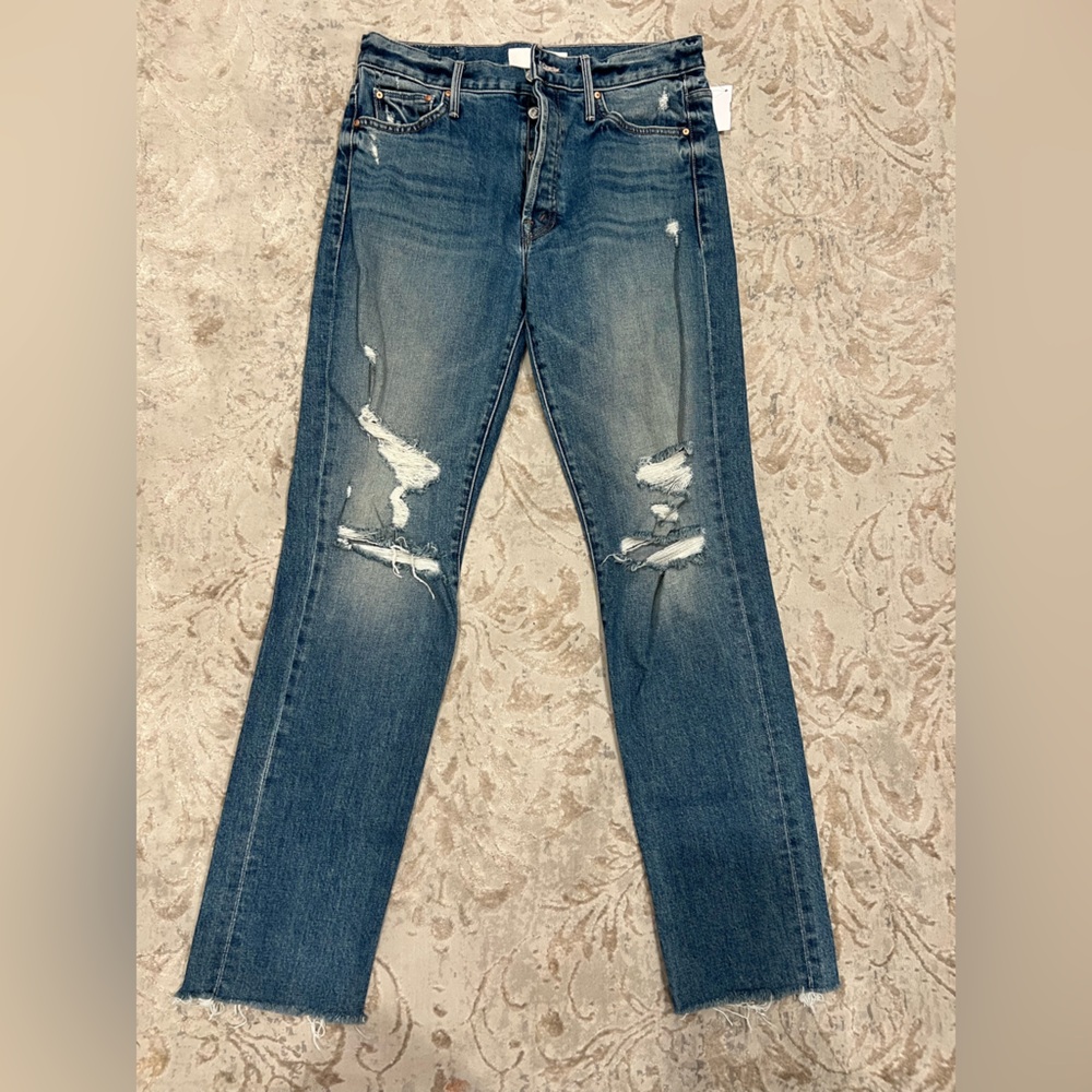 Mother the Trickster Skimp Fray in Thrill Seeker Distressed Denim Jeans 27 - Picture 14 of 15